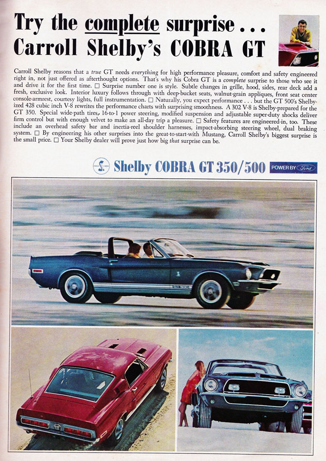 68 Shelby Cobra GT 500 Ad