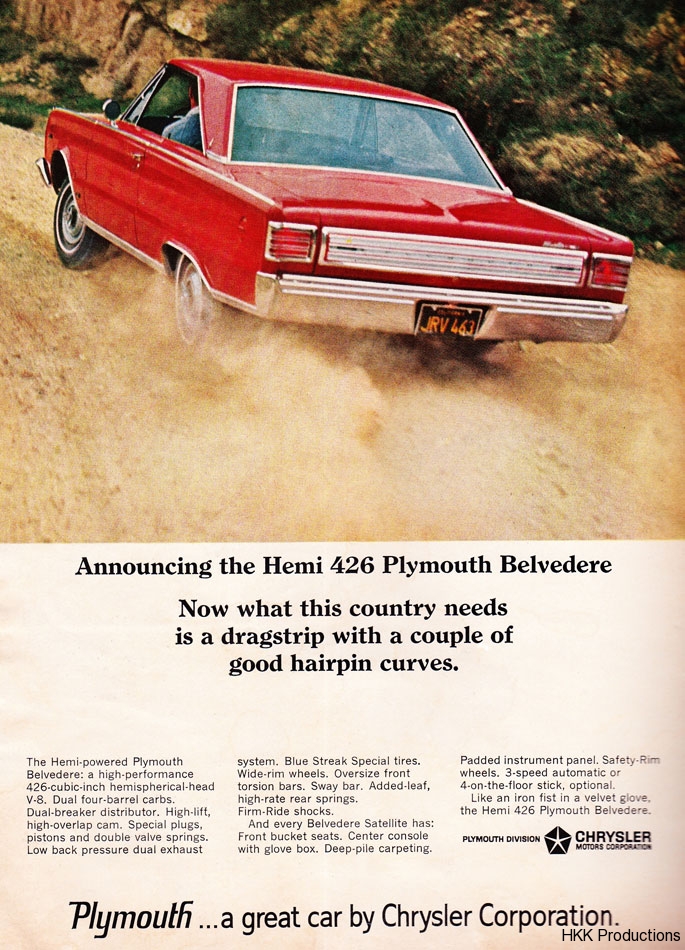 66 Hemi Plymouth Belvedere Ad