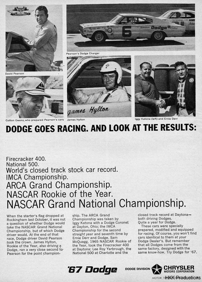 Dodge Goes Racing 67 Ad